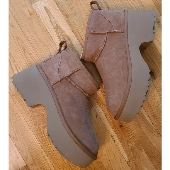 🆕️ UGG The Classic Ultra Mini New Heights Boot Size 8 Chesnut - Picture 12 of 16